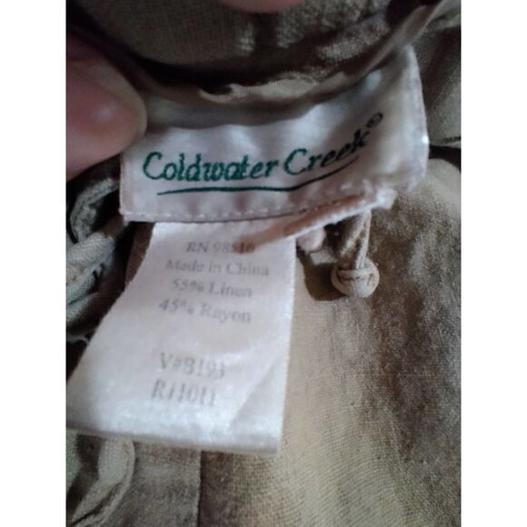 COLDWATER CREEK 100% LINEN LAGENLOOK WOMENS PANTS TAN ELASTIC WAIST SIZE MEDIUM - Picture 3 of 6